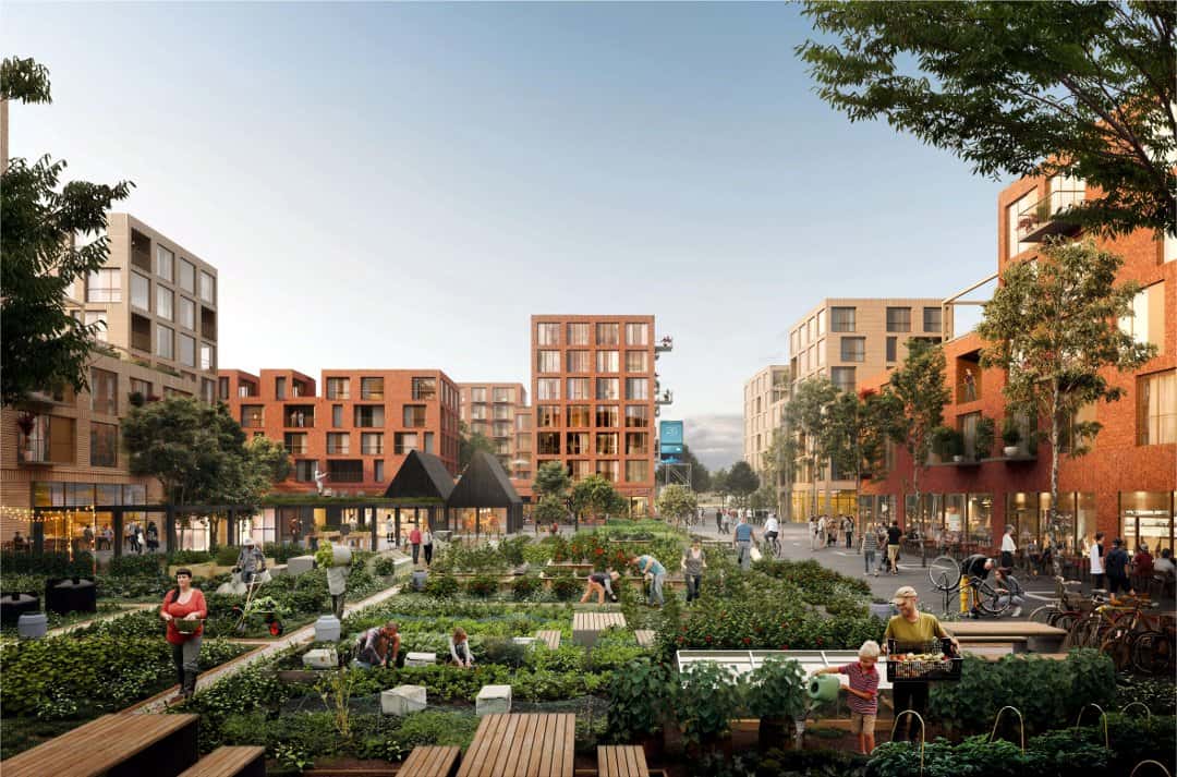 Blokker med urban dyrkning på Fornebu med OBOS