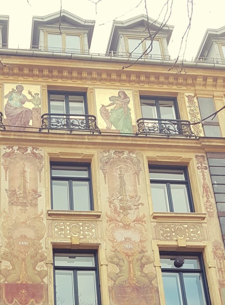 Akersgata Oslo med Keim silikatfarve malt i 1896