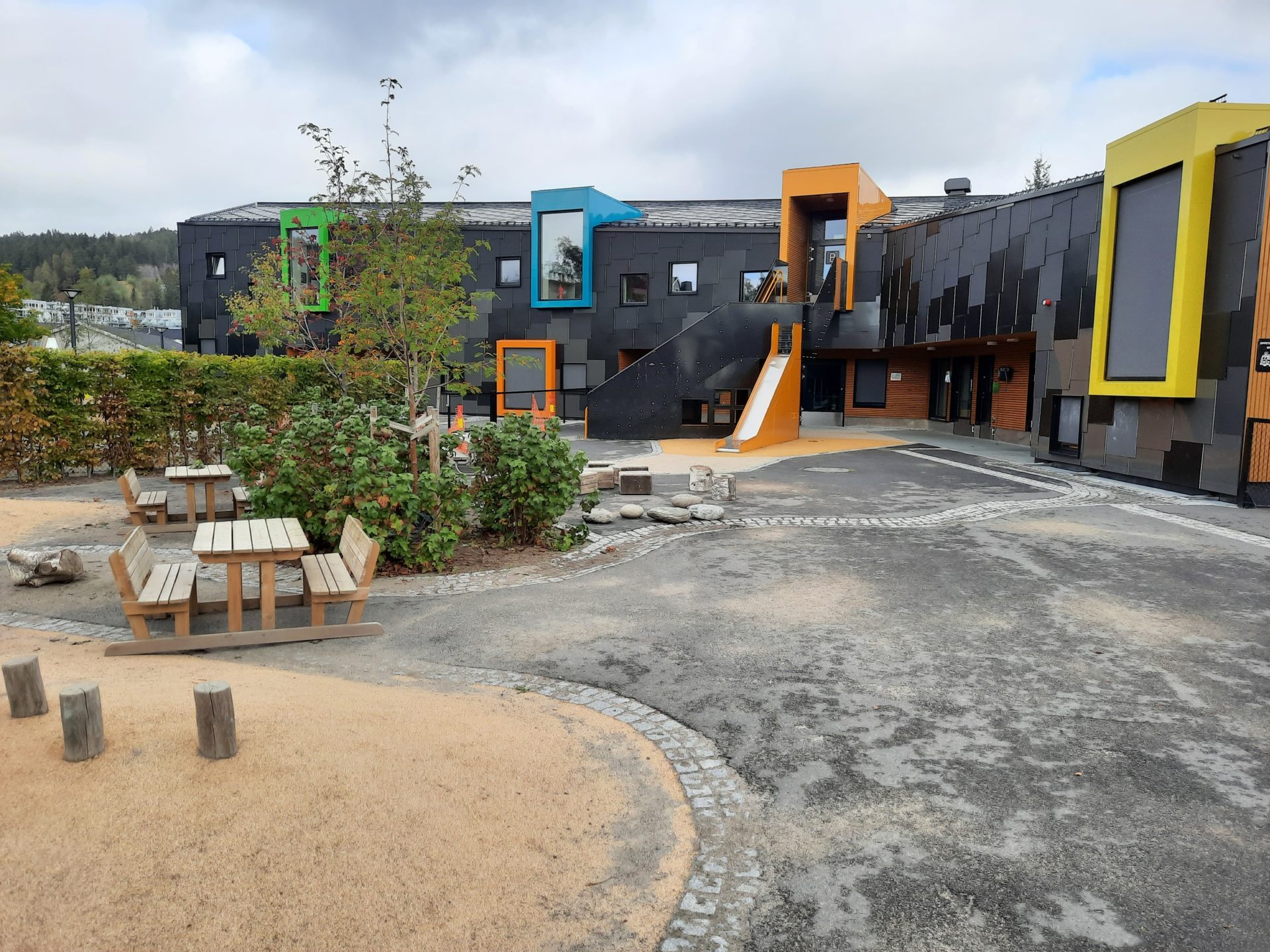 Kilden Barnehage med overvannshåndtering på bygget og uteområdene