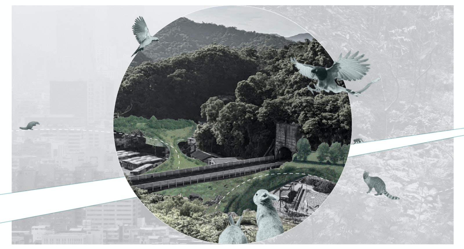 Illustrasjon Dyrevennlig by av Chen Li-Cheng ved Bergen Arkitekthøgskole