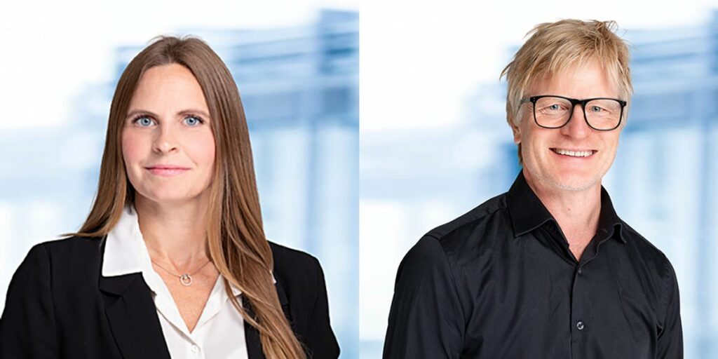 Advokat/partner Live Lindholm og direktør bærekraft Anders Norhè-Wallden i Marstrand.