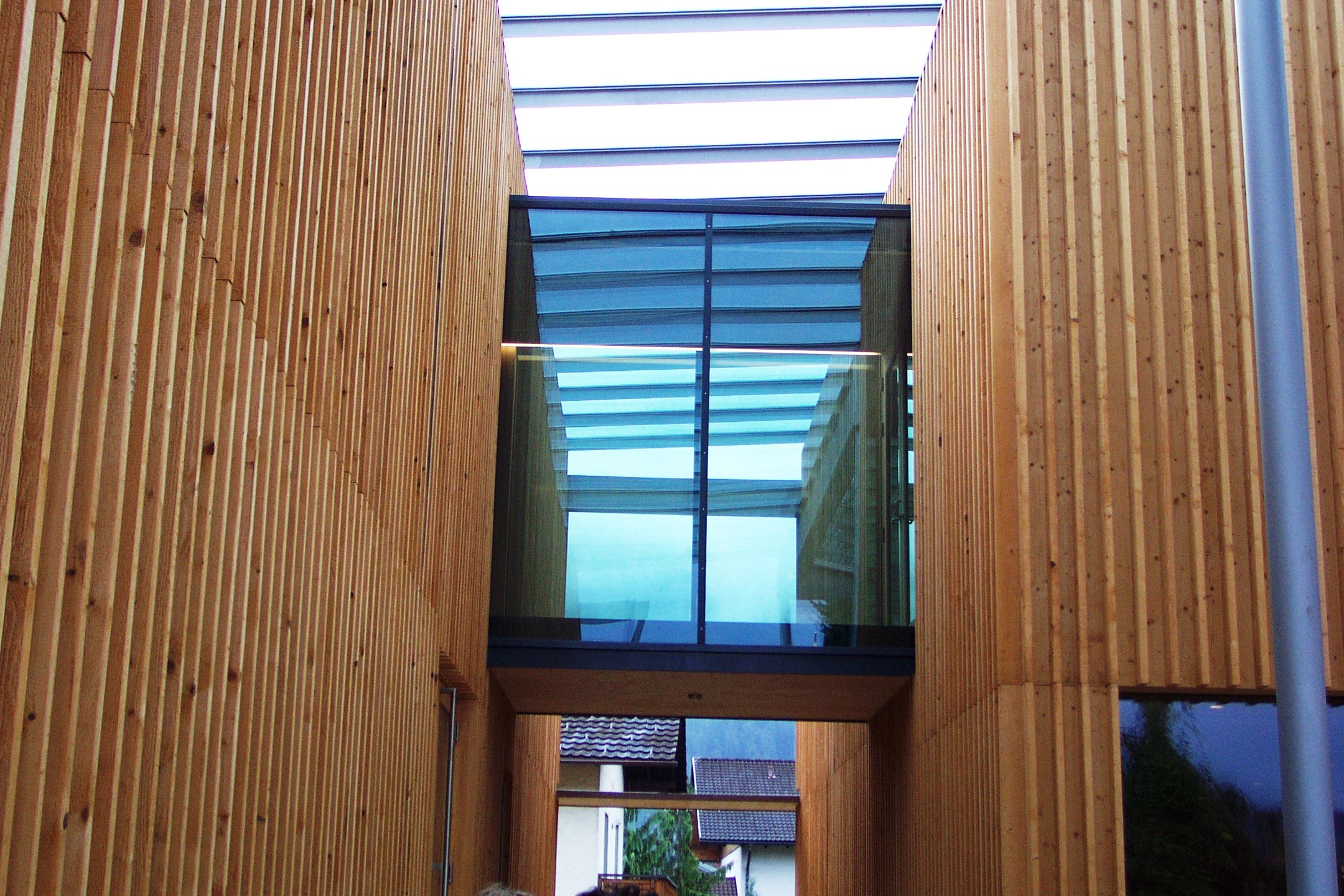 The Blue wall in the sustainalbe community centre, Spektrum in Ludesch Austria. Chris Butters